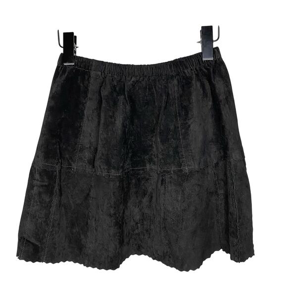 Ricky Nell Women's Medium Patchwork Suede Leather Mini Skirt Black Boho Western - Picture 1 of 5